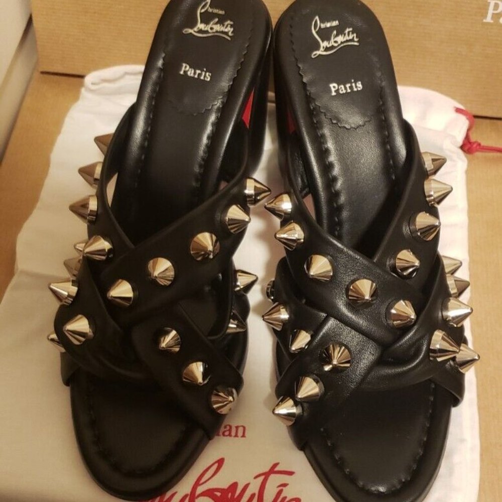 Christian Louboutin SPIKA CLUB Spiked Leather Mule - Picture 9 of 10